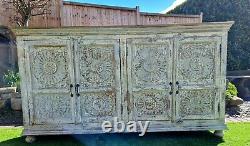 Vintage Hand Carved Sashi Rustic Indian Reclaimed Sideboard Delivery Available