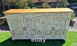 Vintage Hand Carved Sashi Rustic Indian Reclaimed Sideboard Delivery Available