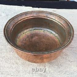 Vintage Hand Crafted Copper Kitchenware Cooking Urli Bowl Rich Patina