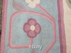 Vintage Hand Made Indian Kashmir Wool White Pink Hooked Stitchwork 420x292cm