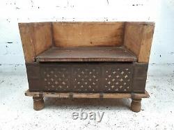 Vintage Hand Made Wooden Indian Childrens Dowry Chair With Storage Cats Dogs Bed