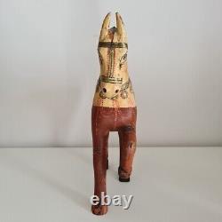 Vintage Hand Painted Wooden Wedding Horse Figure GHODI Indian 27cm Hand Carved