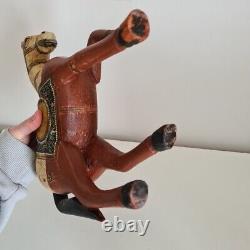 Vintage Hand Painted Wooden Wedding Horse Figure GHODI Indian 27cm Hand Carved