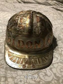 Vintage Heavily Engraved Hard Hat Conoco Cairo Eqypt Hand Carved
