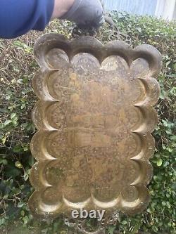 Vintage Heavy Antique Brass Tray 2.5kg