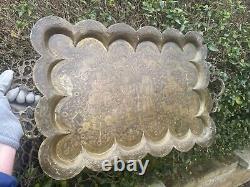 Vintage Heavy Antique Brass Tray 2.5kg