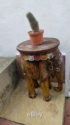 Vintage Himalayan Wooden Carved Elephant Plant Stand/coffetable