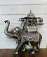Vintage India Sterling Silver Walking Royal Elephant With Maharaja Figurine