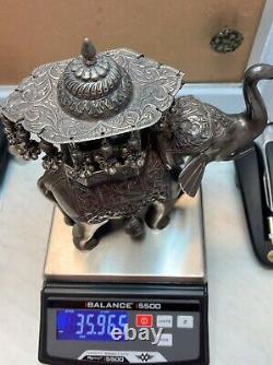 Vintage India Sterling Silver Walking Royal Elephant with Maharaja Figurine