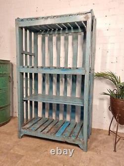 Vintage Indian Blue Wooden Haberdashery Shop Display Bathroom Kitchen Shelves