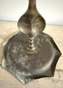 Vintage Indian Brass Cobra Snake Tazza Plate Incense Snacks Cake Stand Peacock