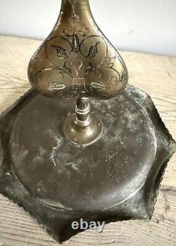 Vintage Indian Brass Cobra Snake Tazza Plate Incense Snacks Cake Stand Peacock