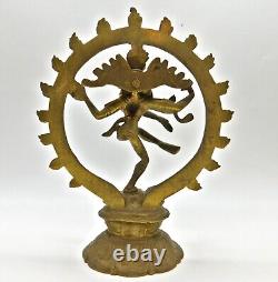 Vintage Indian Brass Shiva Nataraja Statue & Nandi Bull Vehicle Set Hindu 8