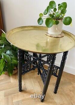 Vintage Indian Brass Top Folding Table