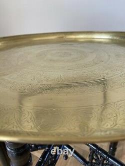 Vintage Indian Brass Top Folding Table