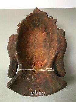Vintage Indian Buddha Mask. Nepalese Tibet Hindu, Buddhist Deity. Hand-carved