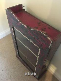 Vintage Indian Cabinet Cupboard Furniture Red Green Glass Distressed Antique