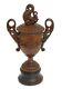 Vintage Indian Carved Wood Trophy Shaped Twin Handled Vase/cup & Makara Finial