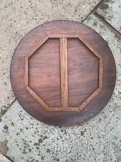 Vintage Indian Carved Wooden Inlaid Folding Side Table