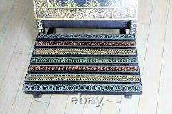 Vintage Indian Decorative Low Chair Hand Painted Rajasthani Art Late 20th C