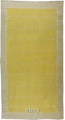 Vintage Indian Dhurrie Yellow Flat-Woven Cotton Rug BB5895