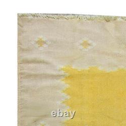 Vintage Indian Dhurrie Yellow Flat-Woven Cotton Rug BB5895