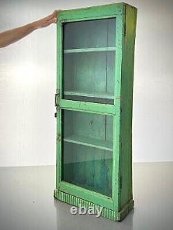 Vintage Indian Display Cabinet. Art Deco Period. Vibrant Jade. 4 Shelves