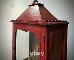 Vintage Indian Enclosed Home Shrine. Art Deco. Bathroom / Display Cabinet Red