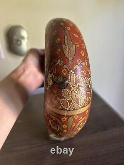 Vintage Indian Figural Painted Wood Powder Flask