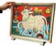 Vintage Indian Glass & Bead Painting Surahbi Sacred Cow & Calf Art Deco Frame