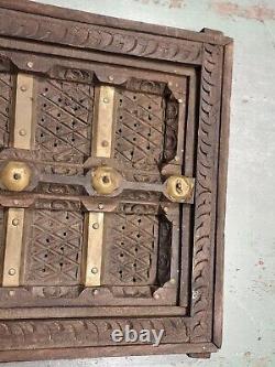 Vintage Indian Hand Carved Decorative Wooden shutter panel Wall Hanging