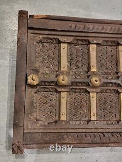 Vintage Indian Hand Carved Decorative Wooden shutter panel Wall Hanging