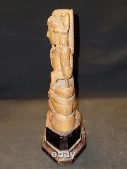 Vintage Indian Hand Carved Wooden Statue Figure God Shiva Shankar Collectible