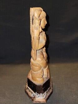 Vintage Indian Hand Carved Wooden Statue Figure God Shiva Shankar Collectible