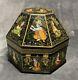 Vintage Indian Hand Painted Wood Marriage Box Octagonal Hand Painted 8.5
