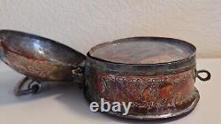 Vintage Indian Handcrafted Brass Copper Pandan Round Tin