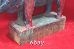 Vintage Indian Handcrafted Wooden Nandi Figure Home Decor Antique PU-84