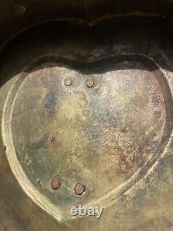 Vintage Indian Heart Shaped Decorated Copper & Brass Paan Daan Box