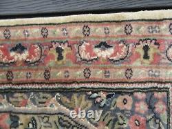 Vintage Indian Kashmir Velvet Pile Wool & Silk Rug. Smooth Silky Merino Wool Rug