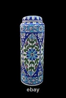 Vintage Indian Lidded Pot / Vase Rare Jaipur