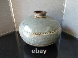 Vintage Indian Metal Riveted Water Pot Bowl