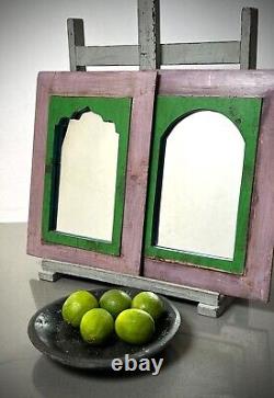 Vintage Indian Mirrors Pair Architectural Salvage Repurposed Art Deco Door Panel