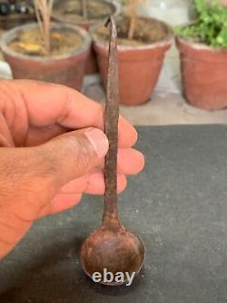 Vintage Indian Old Antique Iron Hand Crafted Tribal Kitchenware Spoon Oil Spoon