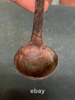 Vintage Indian Old Antique Iron Hand Crafted Tribal Kitchenware Spoon Oil Spoon