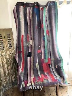 Vintage Indian PATCHED KANTHA quilt MENDED c1950