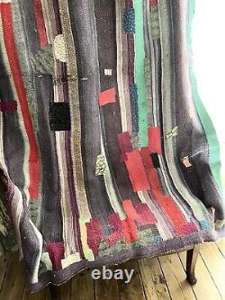 Vintage Indian PATCHED KANTHA quilt MENDED c1950