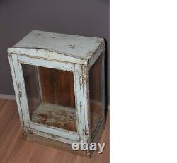 Vintage Indian Painted Small Glazed Wooden Display Cabinet / Cupboard. Fabulous