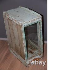 Vintage Indian Painted Small Glazed Wooden Display Cabinet / Cupboard. Fabulous