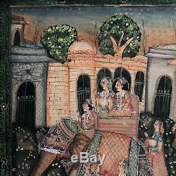 Vintage Indian Painting. Massive Gouache/canvas. Hindu Epic Poem. From Varanasi