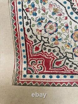 Vintage, Indian, Painting On Silk, One Of A Pair